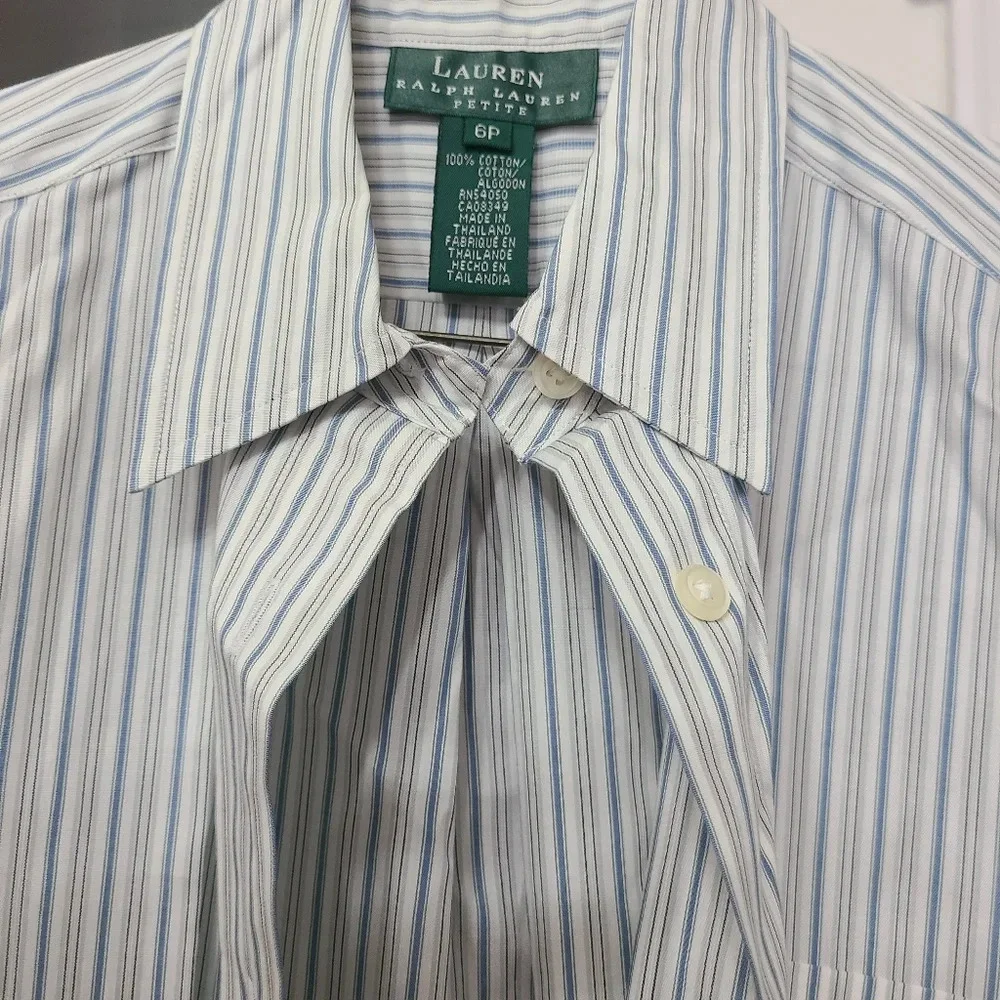 Lauren Women's Ralph Lauren Petite Striped Easy Care Cotton Shirt 6 Petite NWT - Picture 12 of 12